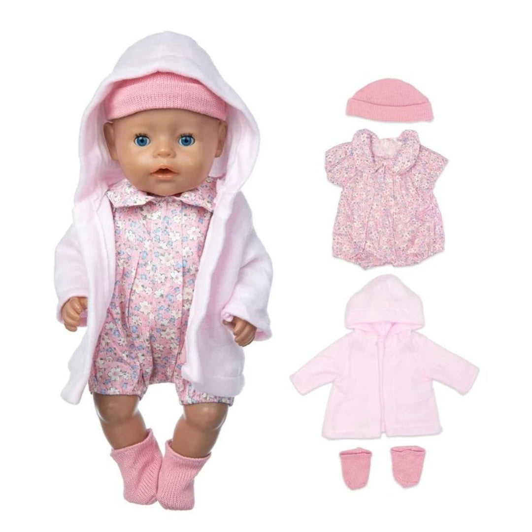 17" -18" Reborn Dolls Clothes Set 4 pcs Pink Little Flower Pattern Baby Dolls Clothing Set Accessories