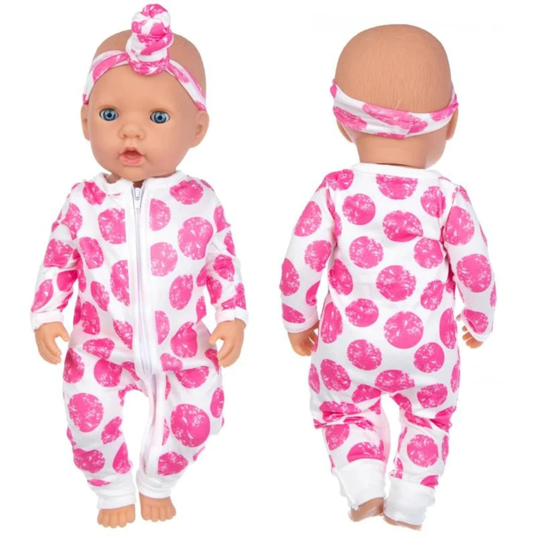 18" Reborn Dolls Clothes Set 2 pcs Pink Rose Dot Pattern Baby Dolls Clothing Set Accessories