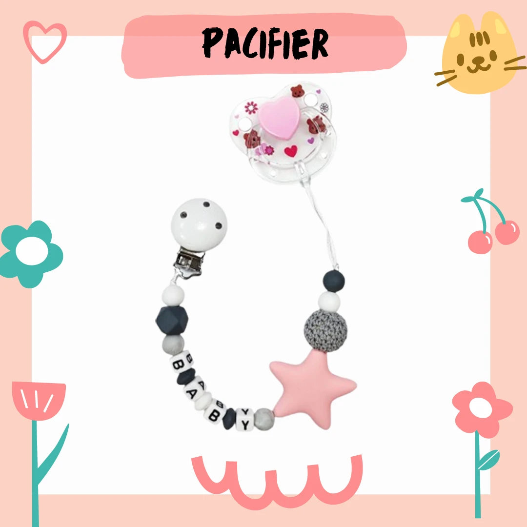 For Reborn dolls Pink Love Style Pacifier with Chain