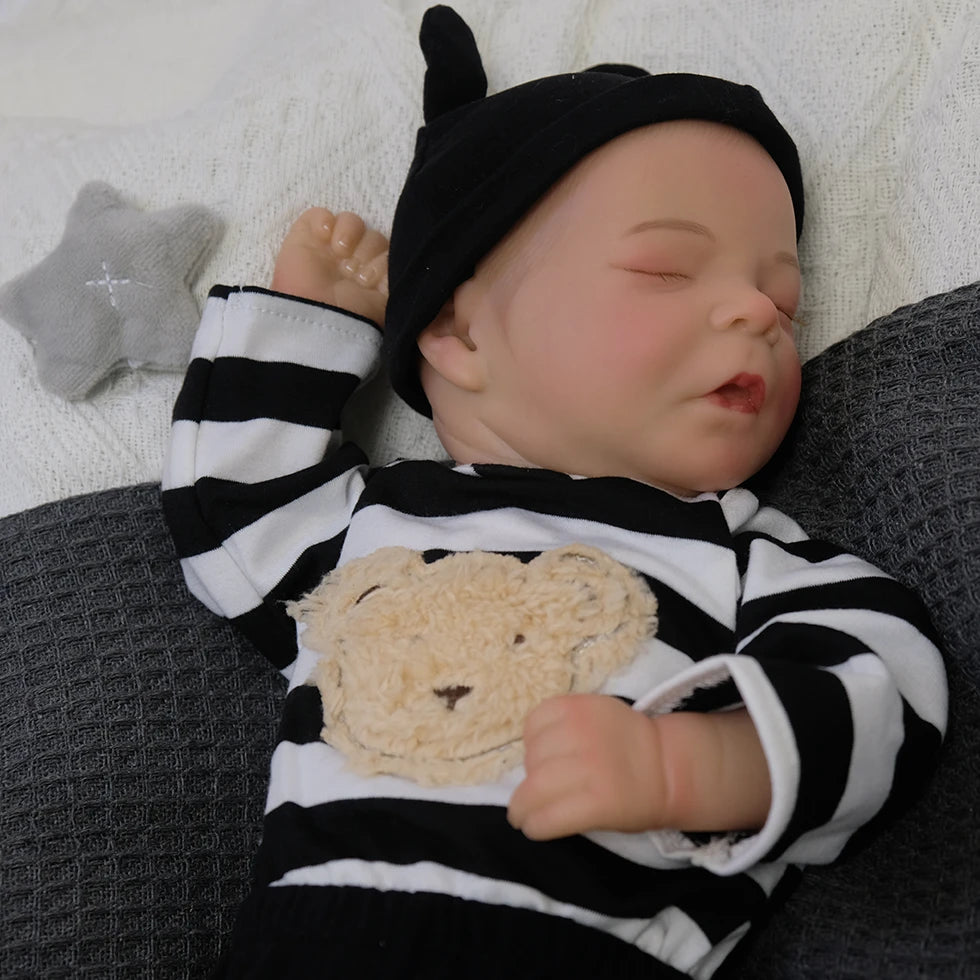 18 Inches Reborn Dolls Sweet Asleep Baby Boy Doll Vinyl and Cloth Body