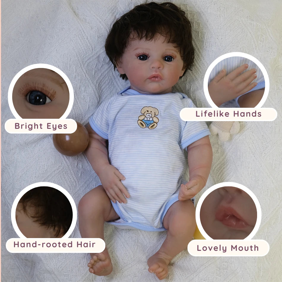 18 Inches Reborn Toddler Dolls Captivating Open-Eyes Boy(Vinyl/Cloth) Details