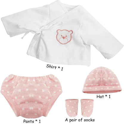 17" -18" Reborn Dolls Clothes Set 4 pcs Pink Little Bear Pattern Baby Dolls Clothing Set Accessories