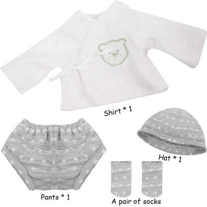 17" -18" Reborn Dolls Clothes Set 4 pcs Grey Little Bear Pattern Baby Dolls Clothing Set Accessories