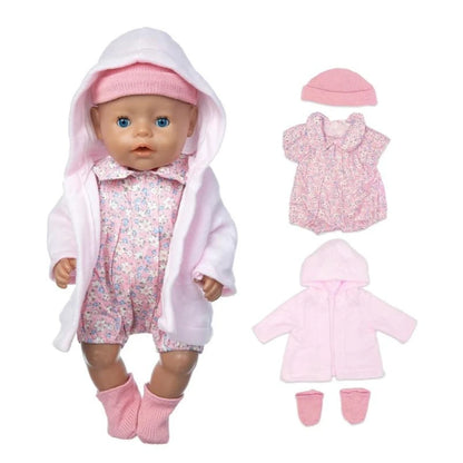17" -18" Reborn Dolls Clothes Set 4 pcs Pink Little Flower Pattern Baby Dolls Clothing Set Accessories