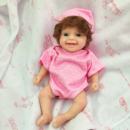 6 inches miniature newborn baby doll Emma full silicone girl