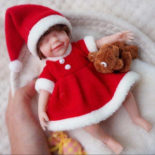 6" Adorable Christmas Thumb Girl Silicone Reborn Doll